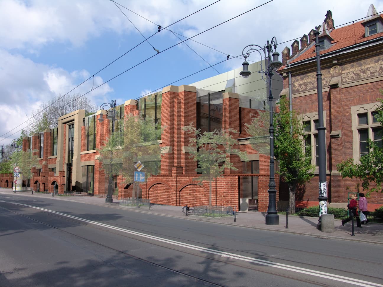 Projekt rozbudowy budynku PTG 'Sokół' w Krakowie - widok z zewnątrz